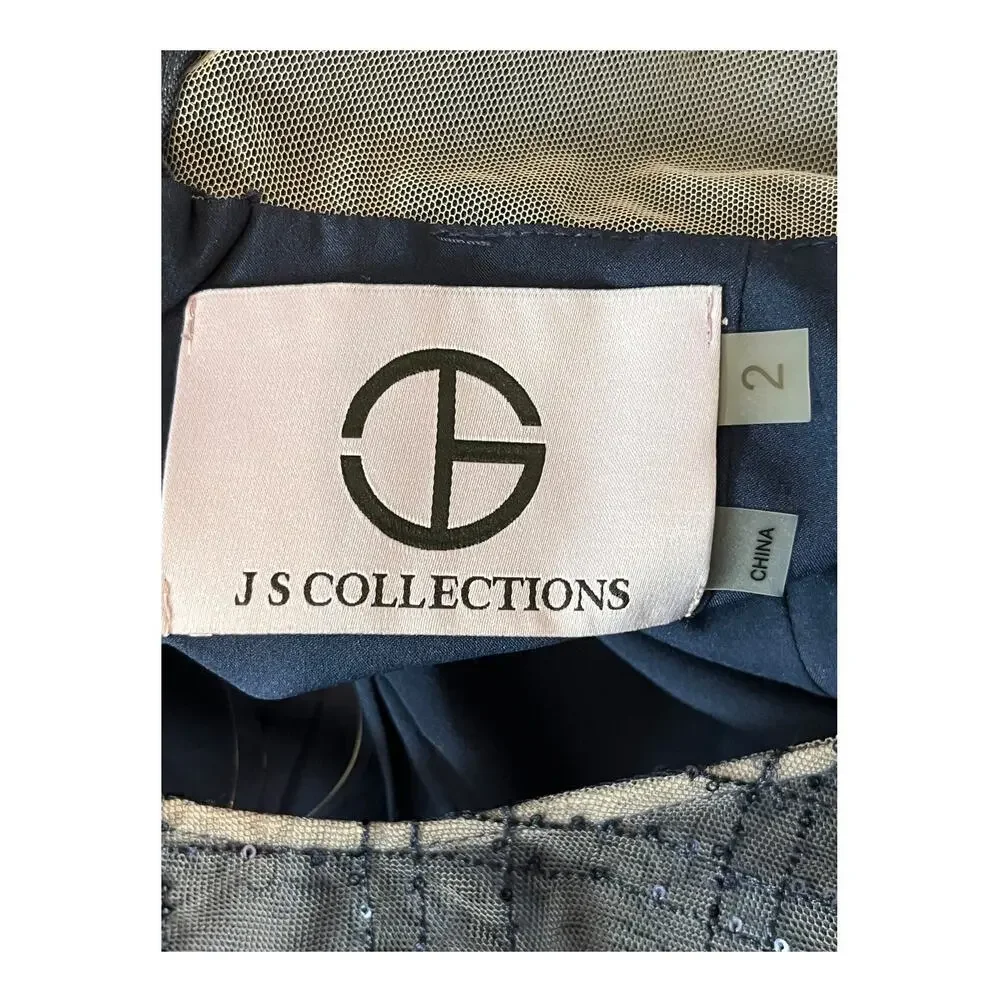 JS Collections Dress Reille Knee Length bow navy blue size 2 - Picture 6 of 8